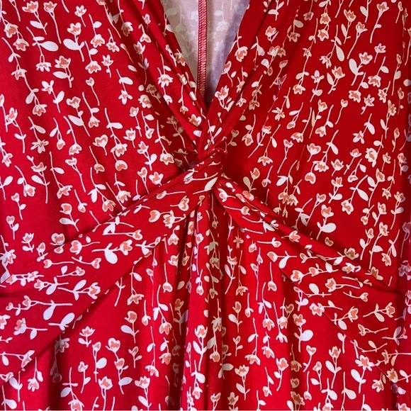 Lands End Red Floral Twist Front Floral Maxi Dress Size Large - Picture 8 of 10